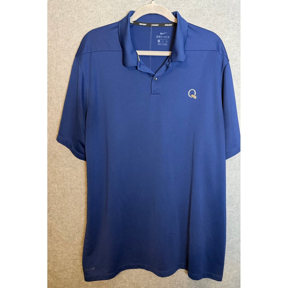 Nike Athleisure Quail Hollow Club WFC Golf Polo XXL Blue Dri-FIT Shirt Sporty